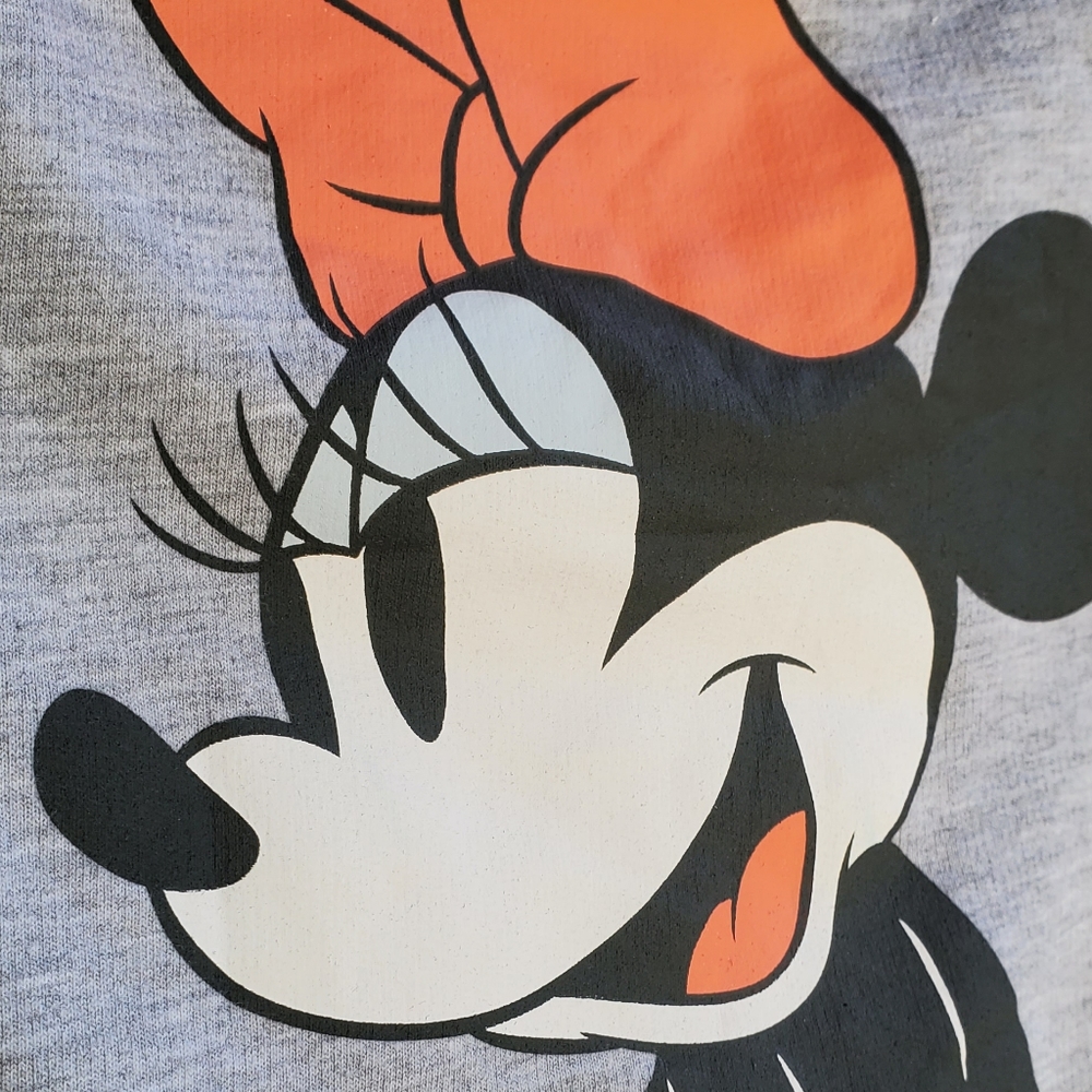 EUC - Disney | Gray Minnie Mouse Flirty Sweatshirt Size Juniors Large - Picture 3 of 10